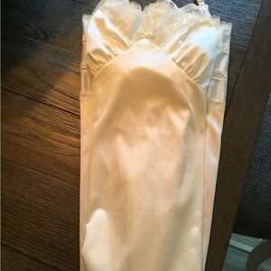 Allure Cream Satin Chemise with Lace